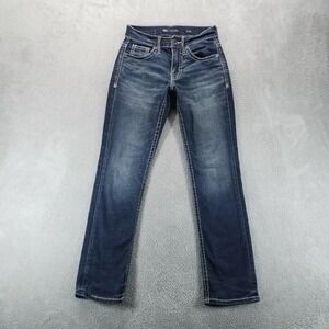 BKE Jeans Mens 27x30 Blue Jake Straight Dark Wash Mid Rise Faded Stretch Denim